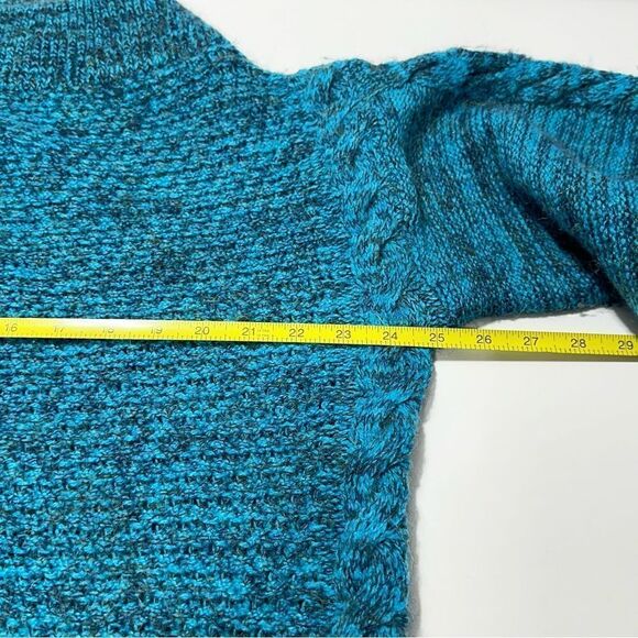 Sleeping On Snow Alpaca Wool Sweater Off The Shoulder Turquoise Cable Knit XL - Picture 15 of 15